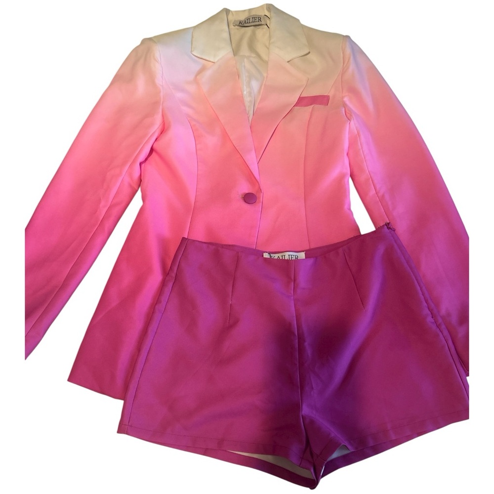 KAILIER Women’s Ombre Pink Blazer Jacket and matching shorts. Size small - Picture 6 of 11